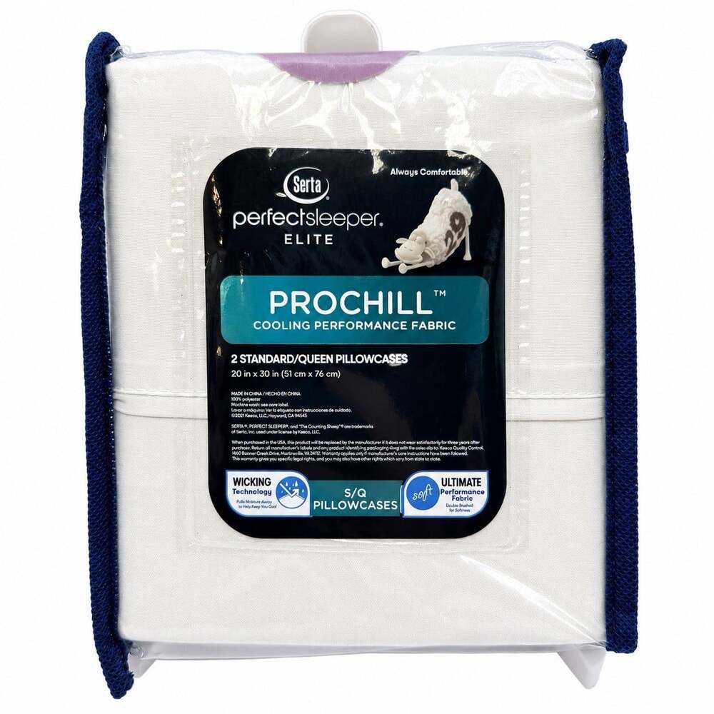 Serta Perfect Sleeper Elite ProChill Cooling Pillowcases Queen White Set of 2